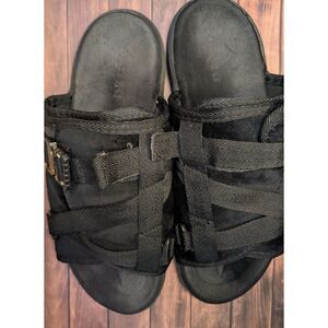 Draco Black Strap Sandals Mens 13-14 Adjustable Comfort Slides Casual